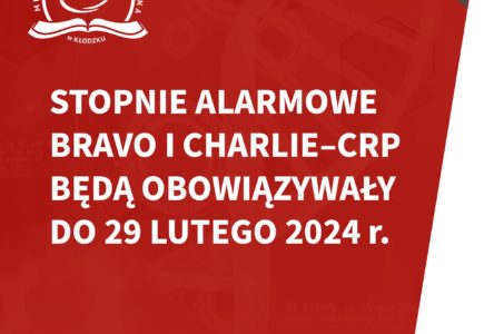 Przedłużone obowiązywanie stopni alarmowych BRAVO i CHARLIE-CRP