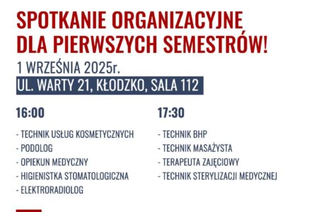 Spotkanie organizacyjne dla pierwszych semestrów!